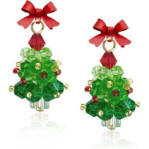 ✨ Sparkling Christmas Tree Earrings | Holiday Crystal Drop Dangles